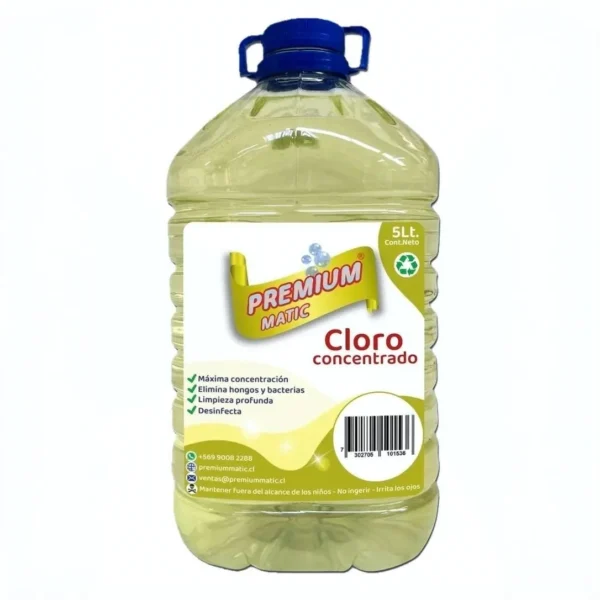 Vista de Cloro Concentrado Premium Matic 5Lt