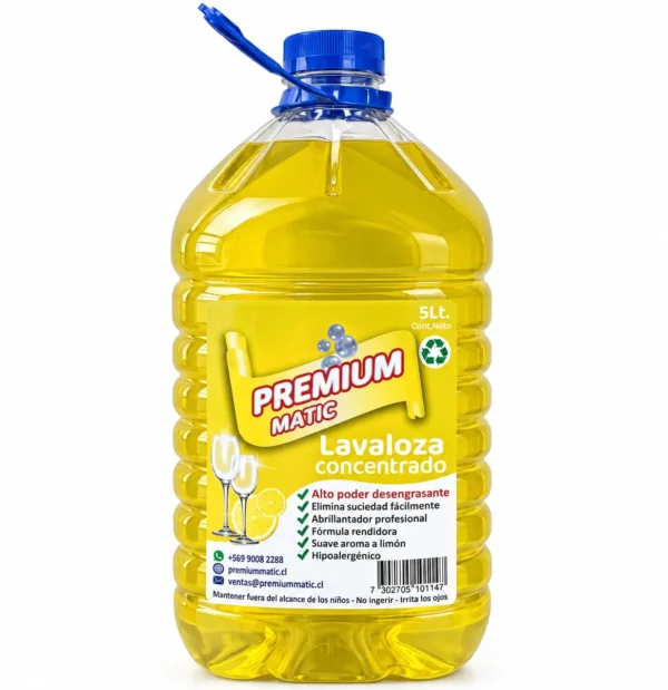 Vista de Lavaloza Concentrado Premium Matic 5Lt Aroma Limón